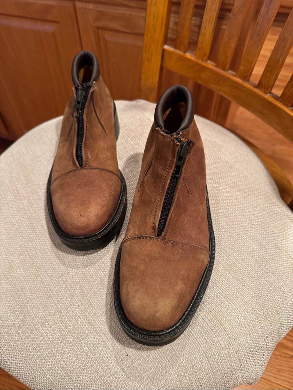 Cole Haan Brown Suede Front-Zip Ankle Booties size61/2